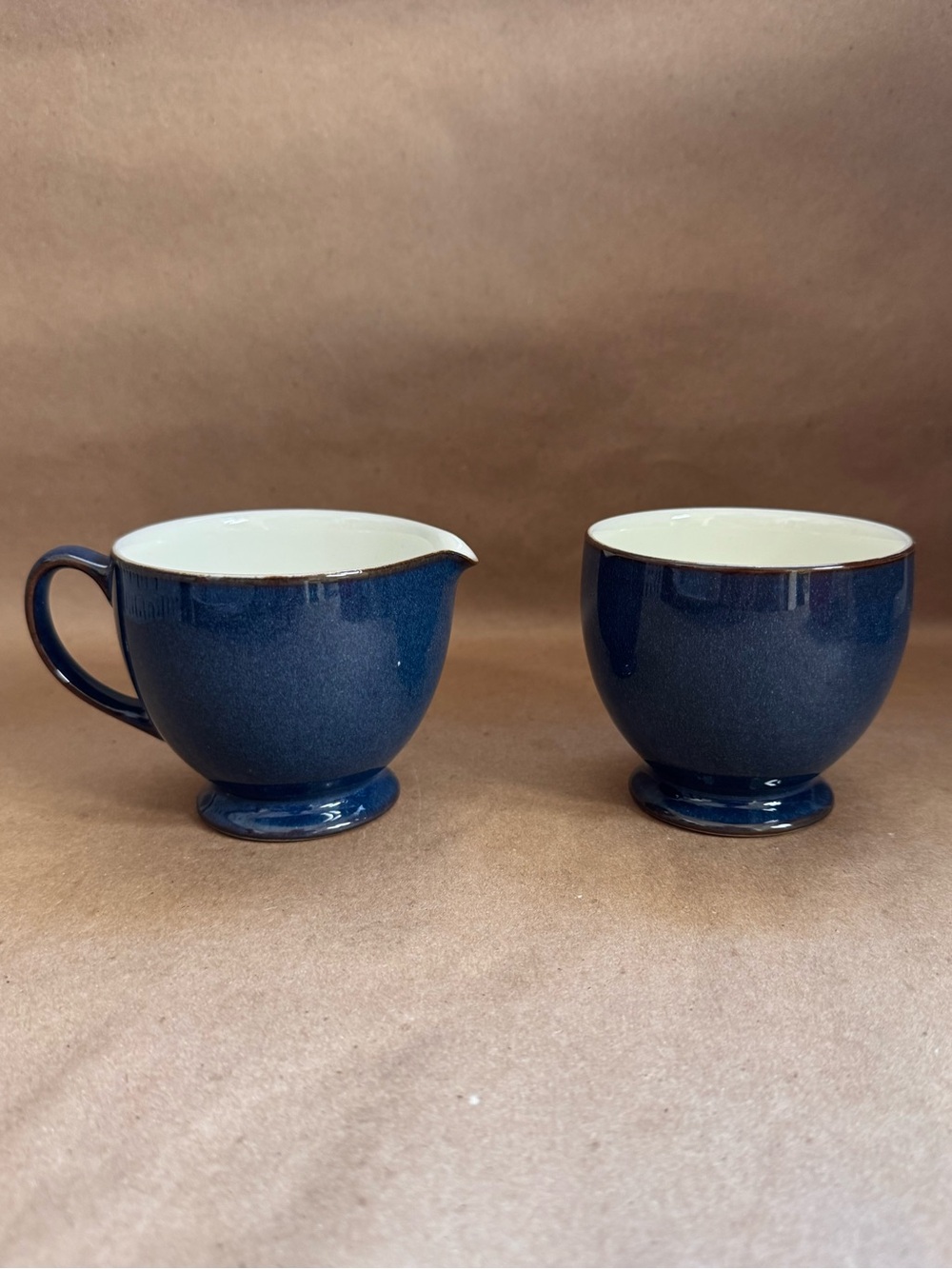Denby Boston Creamer and Open Sugar Bowl Set.